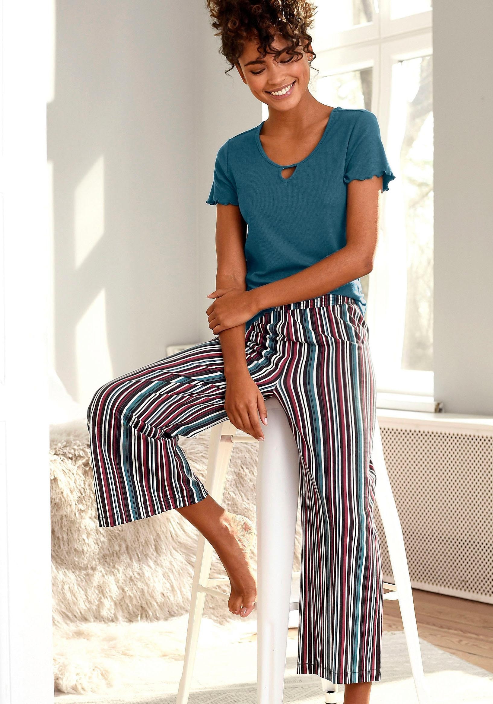 Bund elastischem im kaufen Unterwäsche Allover-Muster Bademode, online & mit s.Oliver » LASCANA Pyjamahose, | Lingerie