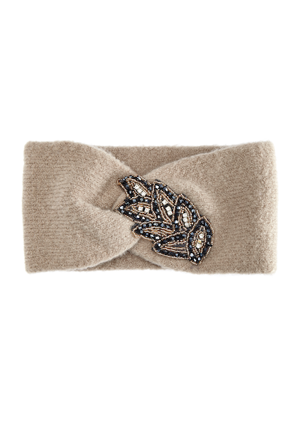 LASCANA Stirnband, Strickstirnband mit Perlen Applikation und Knoten, Haarband, Kopfband