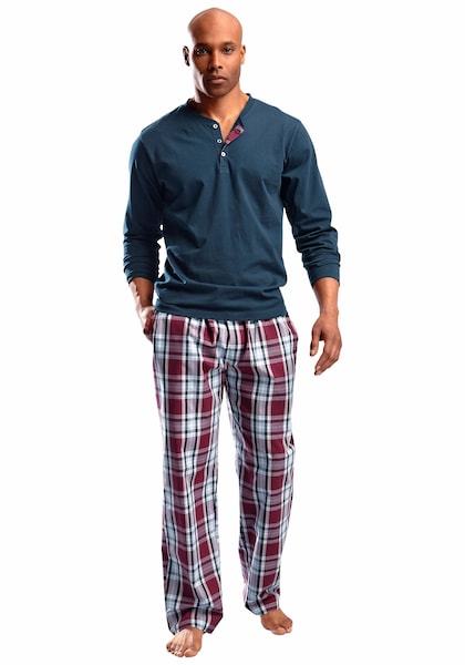 H.I.S Pyjama, (2 tlg., 1 Stück), in langer Form mit Webhose