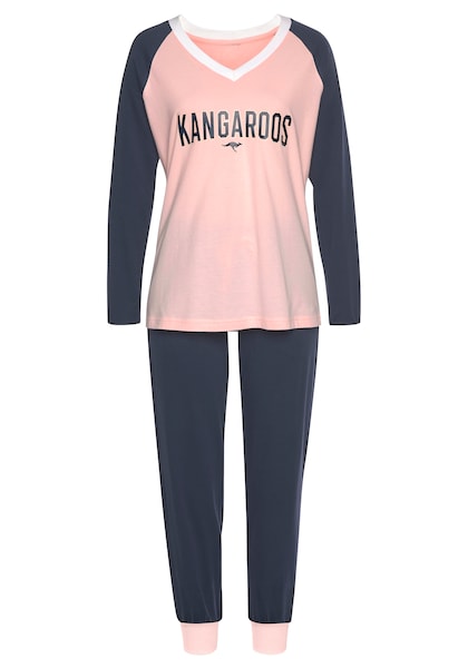 KangaROOS Pyjama, (2 tlg.), mit kontrastfarbenen Raglanärmeln
