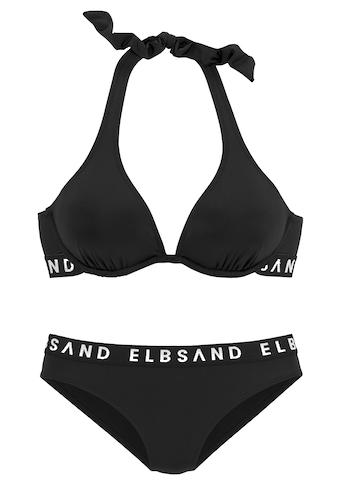 Elbsand Bügel-Bikini, mit kontrastfarbenen Markenschriftzügen