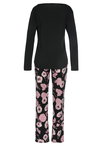 LASCANA Pyjama, (2 tlg.), mit Blumenmuster und Spitzendetails