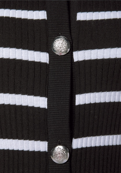 LASCANA Shirtjacke, aus weicher Rippware mit Streifenmuster, Strickjacke aus Baumwolle