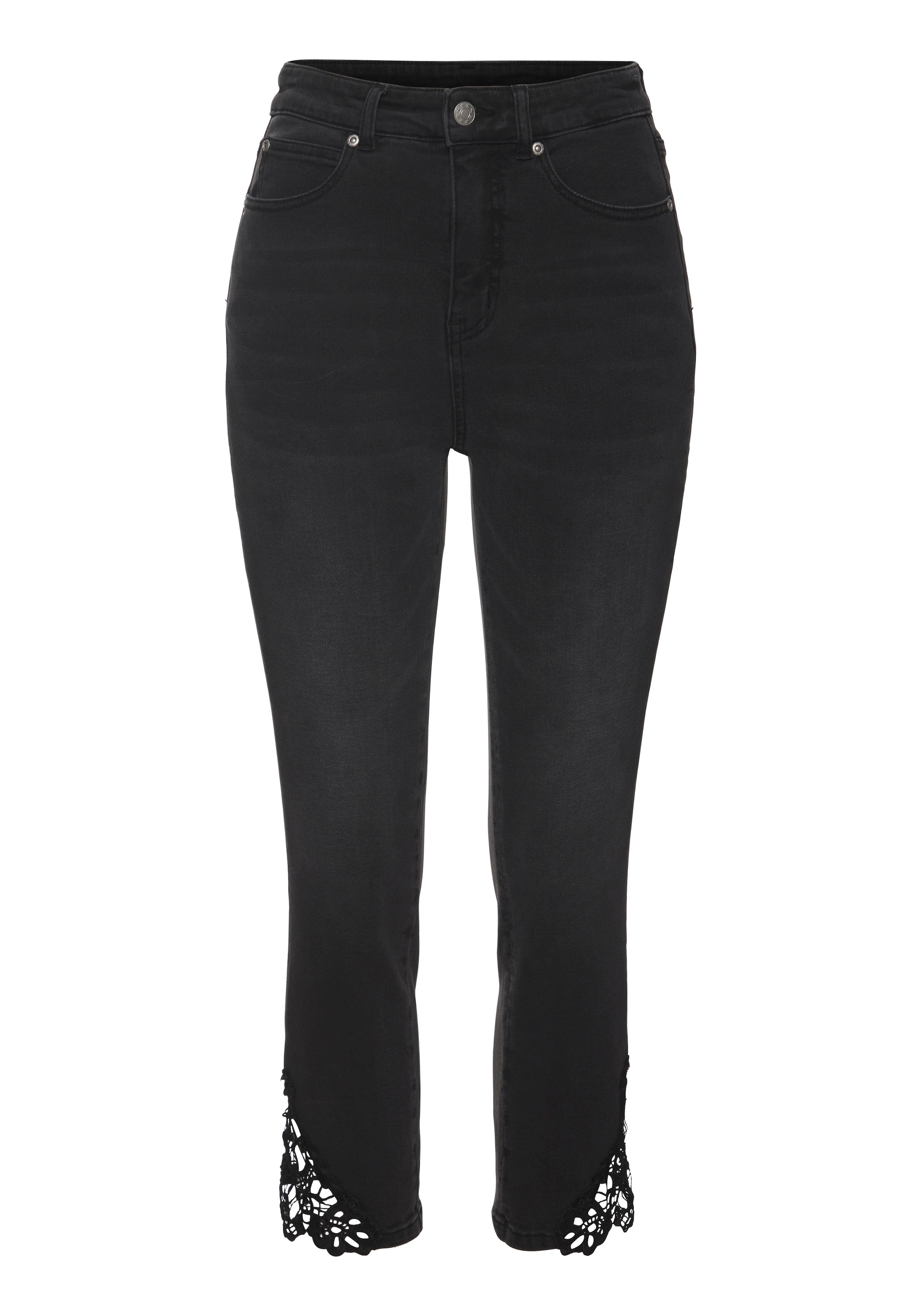 Vivance 7/8-Caprijeans, mit Spitzendetail am Saum, Skinny Jeans, modisch