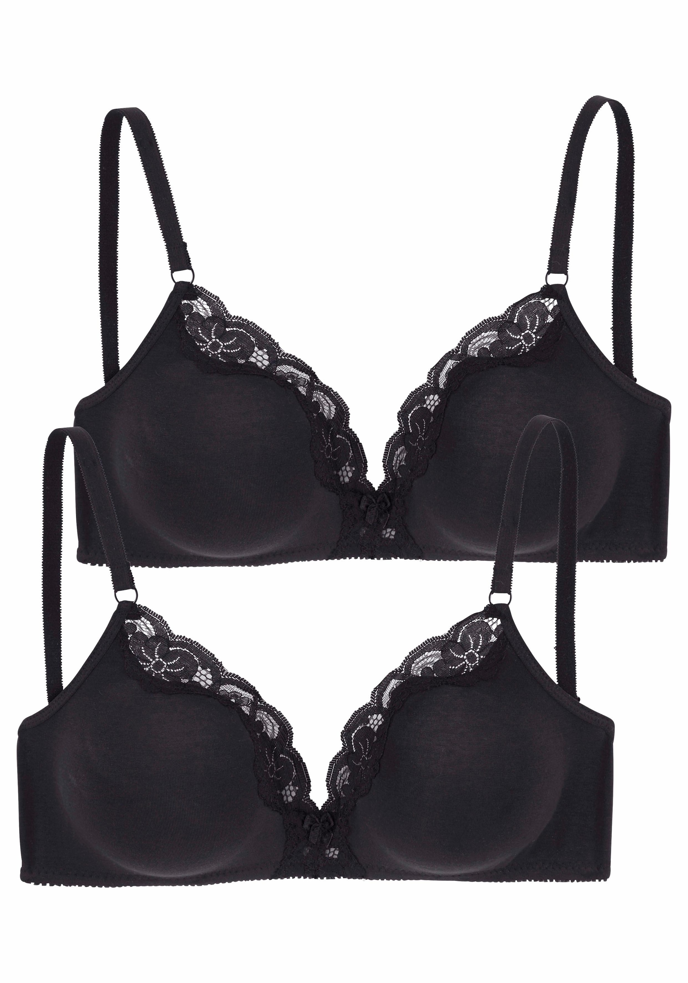 petite fleur Bralette-BH, (Packung, 2 Stück), ohne Bügel aus Baumwolle mit Spitze