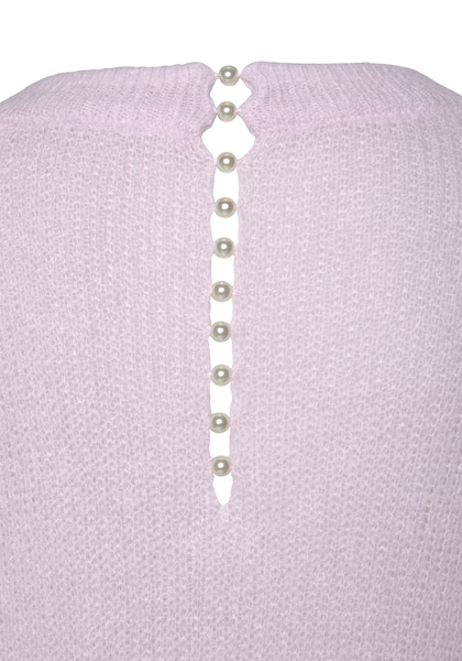 LASCANA V-Ausschnitt-Pullover, mit Zierperlen im Rücken, eleganter Strickpullover