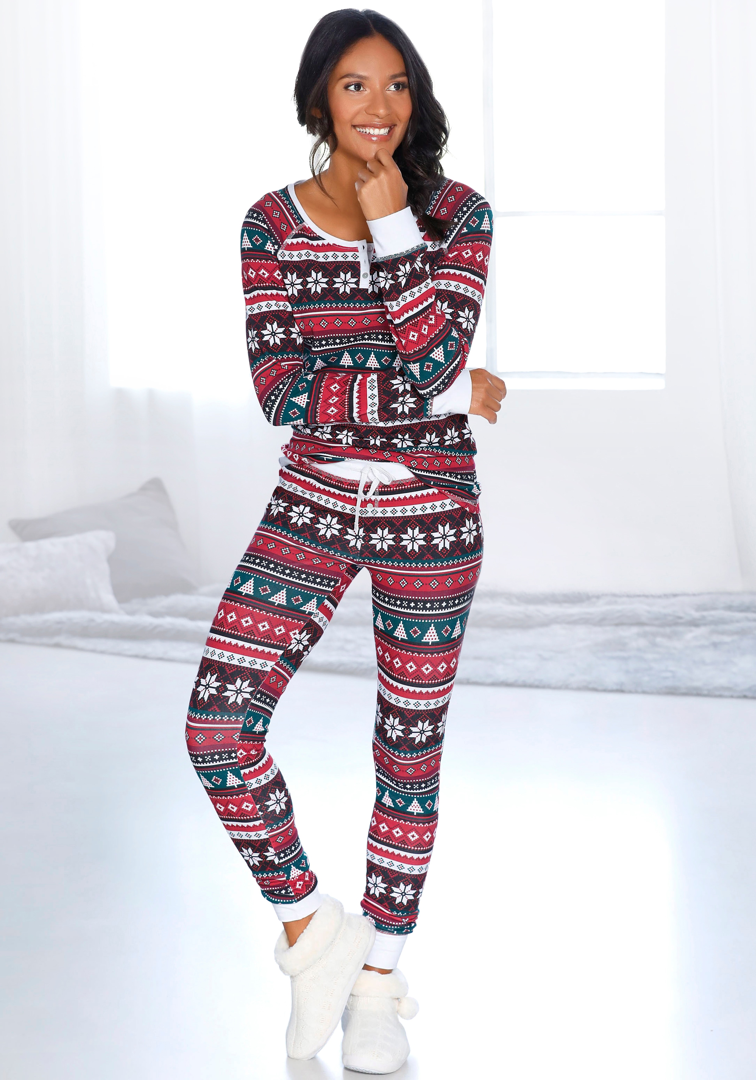 LASCANA Pyjama, (2 tlg., 1 Stück), mit weihnachtlichem Muster » LASCANA |  Bademode, Unterwäsche & Lingerie online kaufen