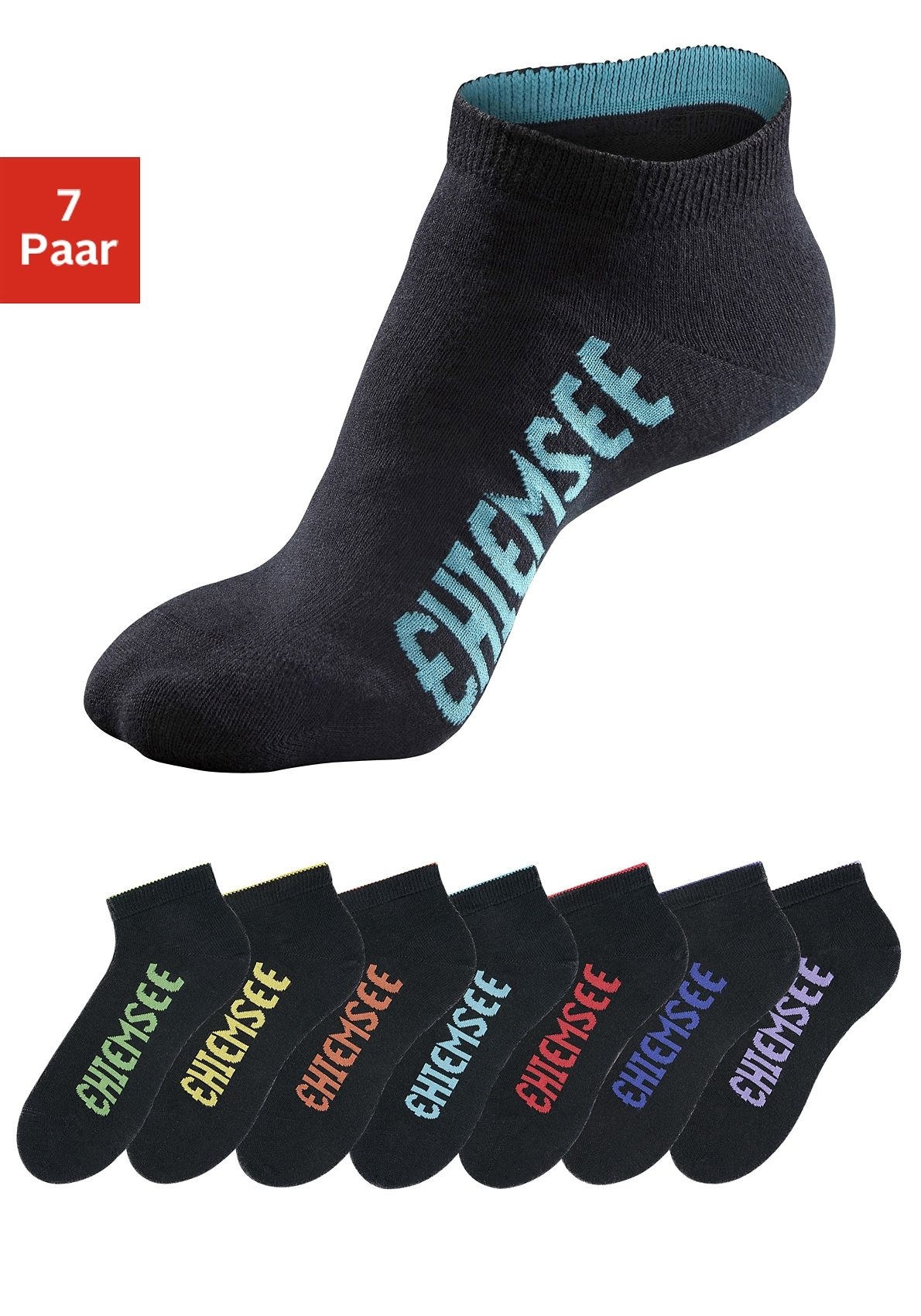 Chiemsee Sneakersocken, (Packung, 7 Paar), mit farbigen Logos