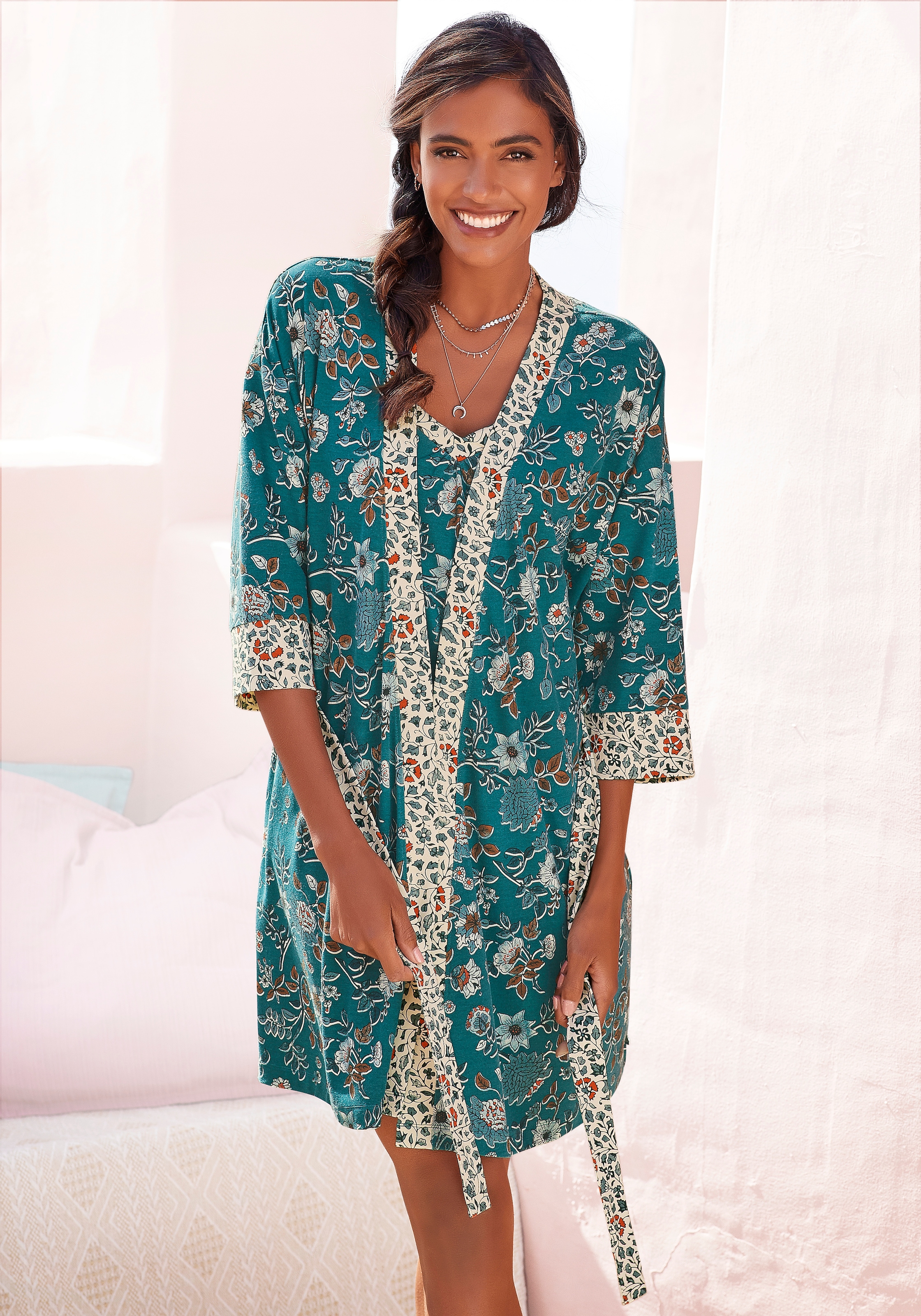 Bademode, & Blumen Lingerie | LASCANA kaufen Unterwäsche online Kimono, mit LASCANA Allover-Druck »