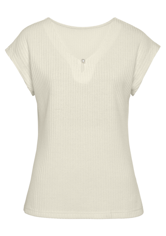 LASCANA T-Shirt, (Packung, 2 tlg.), mit Zierperle am Ausschnitt