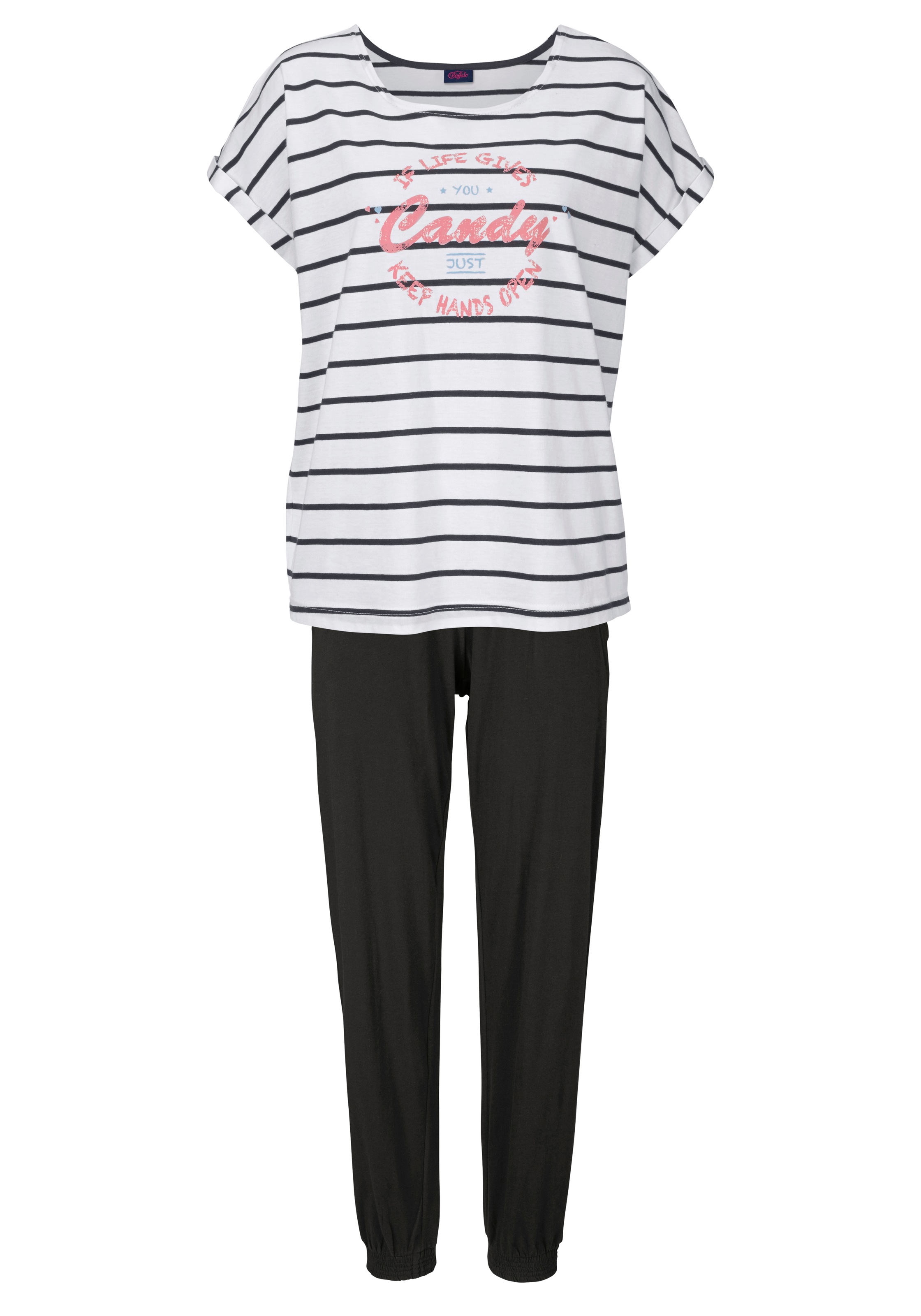 Buffalo Pyjama, (2 tlg., farbigem | Streifenlook Frontprint » kaufen im & Lingerie Unterwäsche 1 LASCANA Bademode, online Stück), mit
