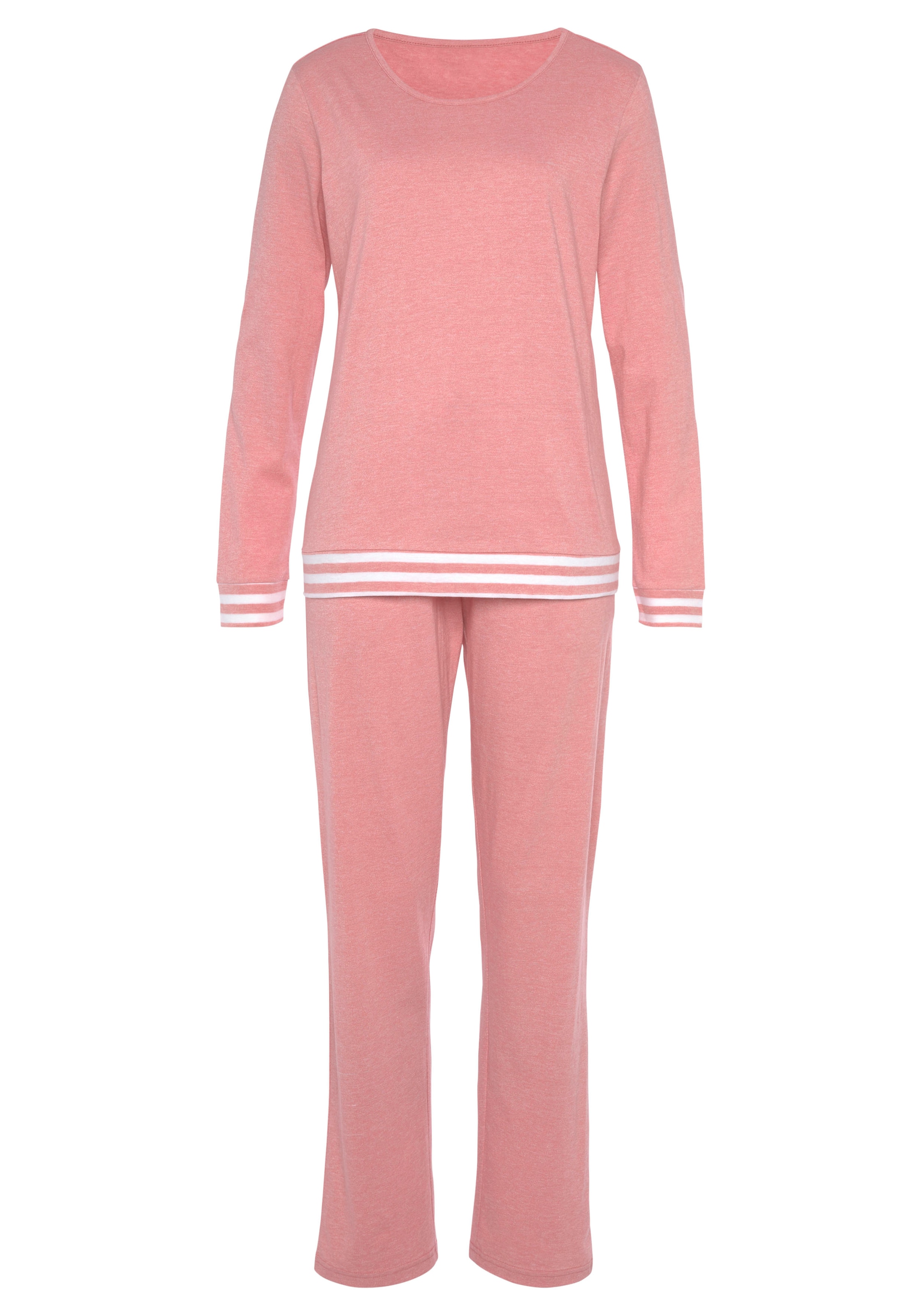 Vivance Dreams Pyjama, (2 tlg.), mit gestreiften Bündchen