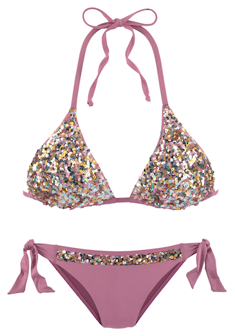 LASCANA Triangel-Bikini, Mit glänzenden Pailletten