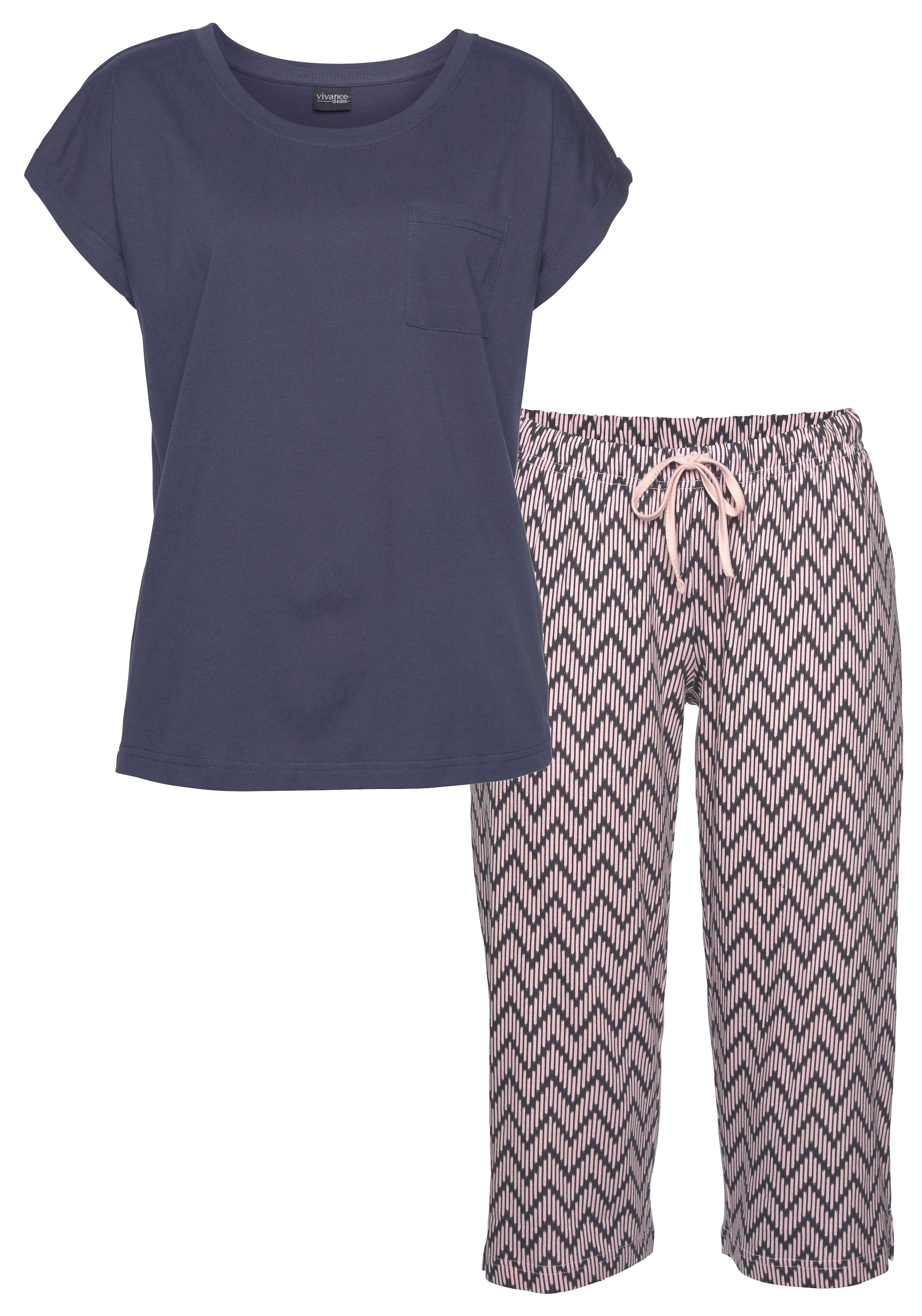 Vivance Dreams Capri-Pyjama, (2 tlg., 1 Stück), mit gemusterter Schlafhose  » LASCANA | Bademode, Unterwäsche & Lingerie online kaufen