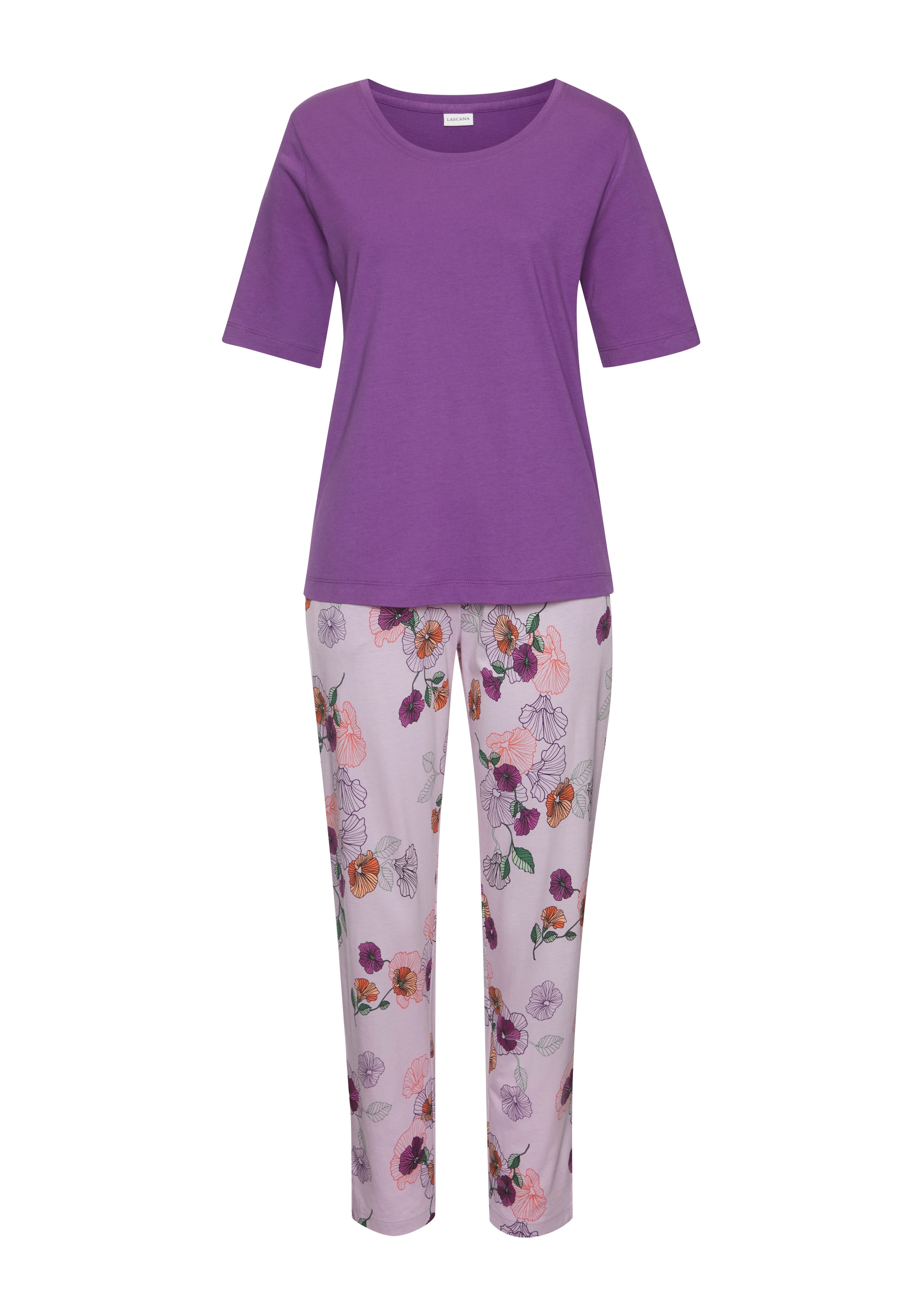 Vivance Dreams Pyjama, (2 tlg.), mit Blumen-Druck