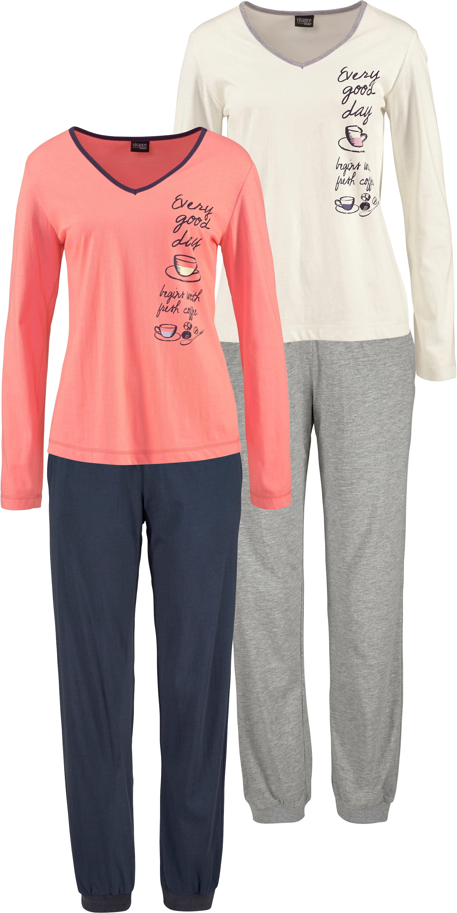 Vivance Dreams Pyjama, (4 tlg., 2 Stück), mit seitlichem Print » LASCANA |  Bademode, Unterwäsche & Lingerie online kaufen