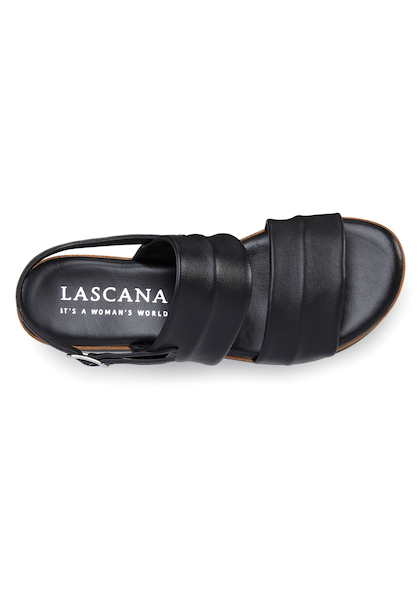 LASCANA Sandalette, Sandale, Sommerschuh aus hochwertigem Leder mit leichtem Keilabsatz