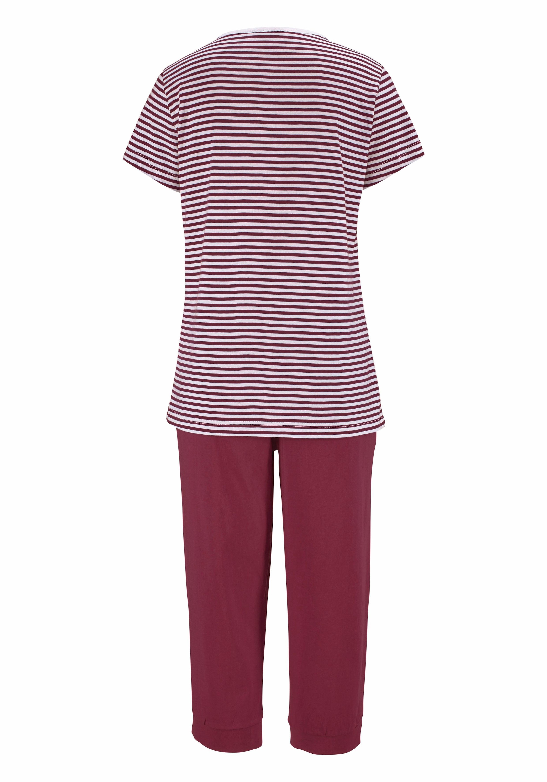 H.I.S Capri-Pyjama, (2 tlg., legerer und Unterwäsche Lingerie | 1 T-Shirt & Stück), Bademode, Hose kaufen LASCANA » geringeltem online mit