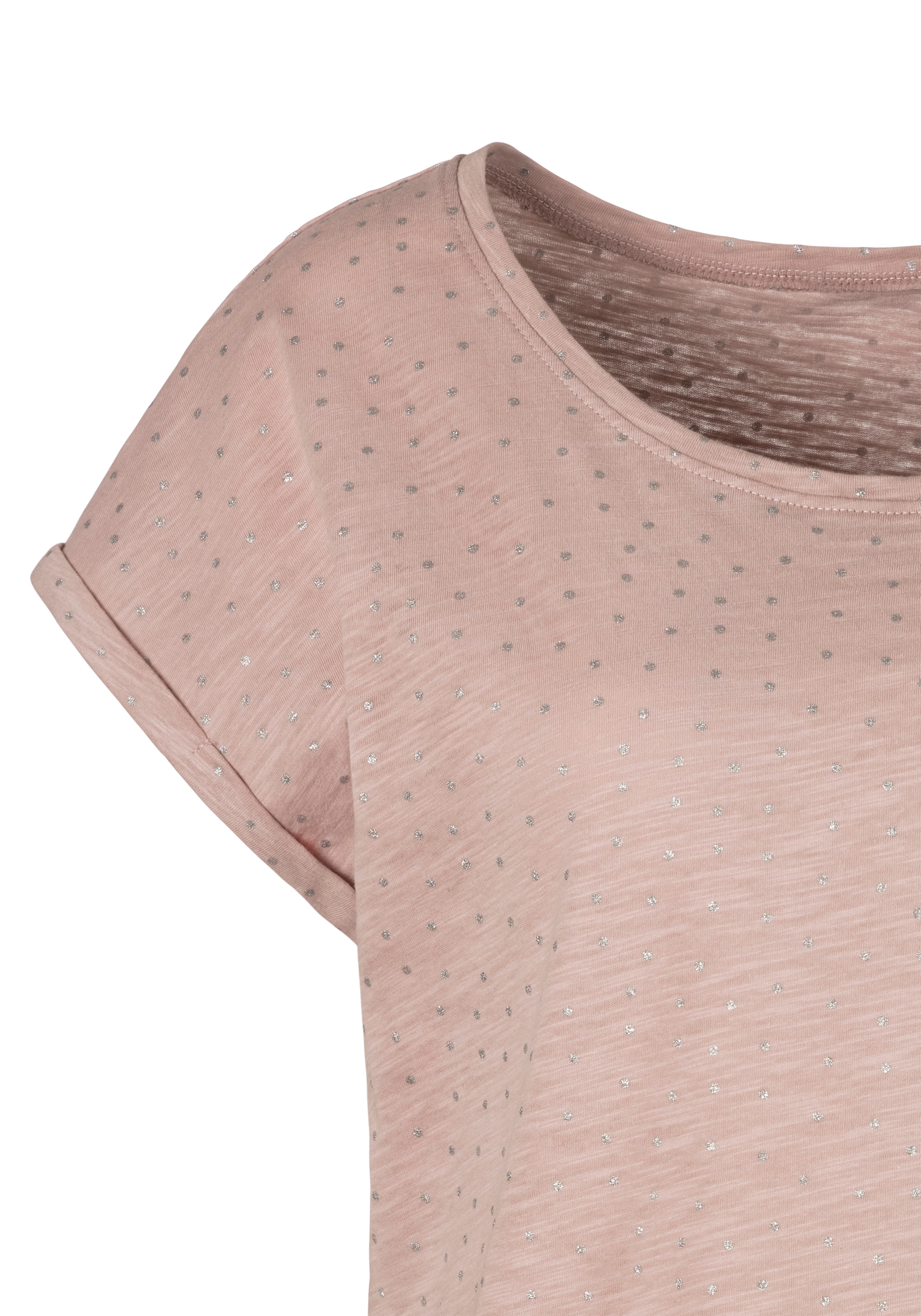 Vivance T-Shirt, mit silbrigen & Glitzershirt | aus Lingerie LASCANA Glitzerpünktchen, Baumwolle » Unterwäsche Bademode, online kaufen