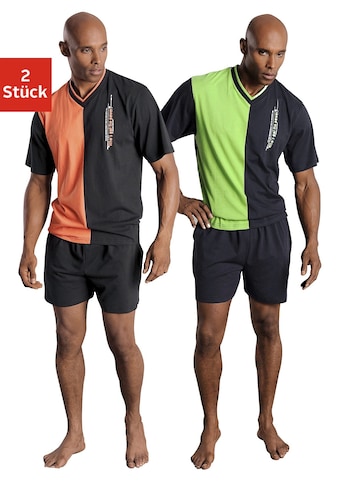 le jogger® Shorty, (Packung, 4 tlg., 2 Stück), mit 2-farbigem T-Shirt