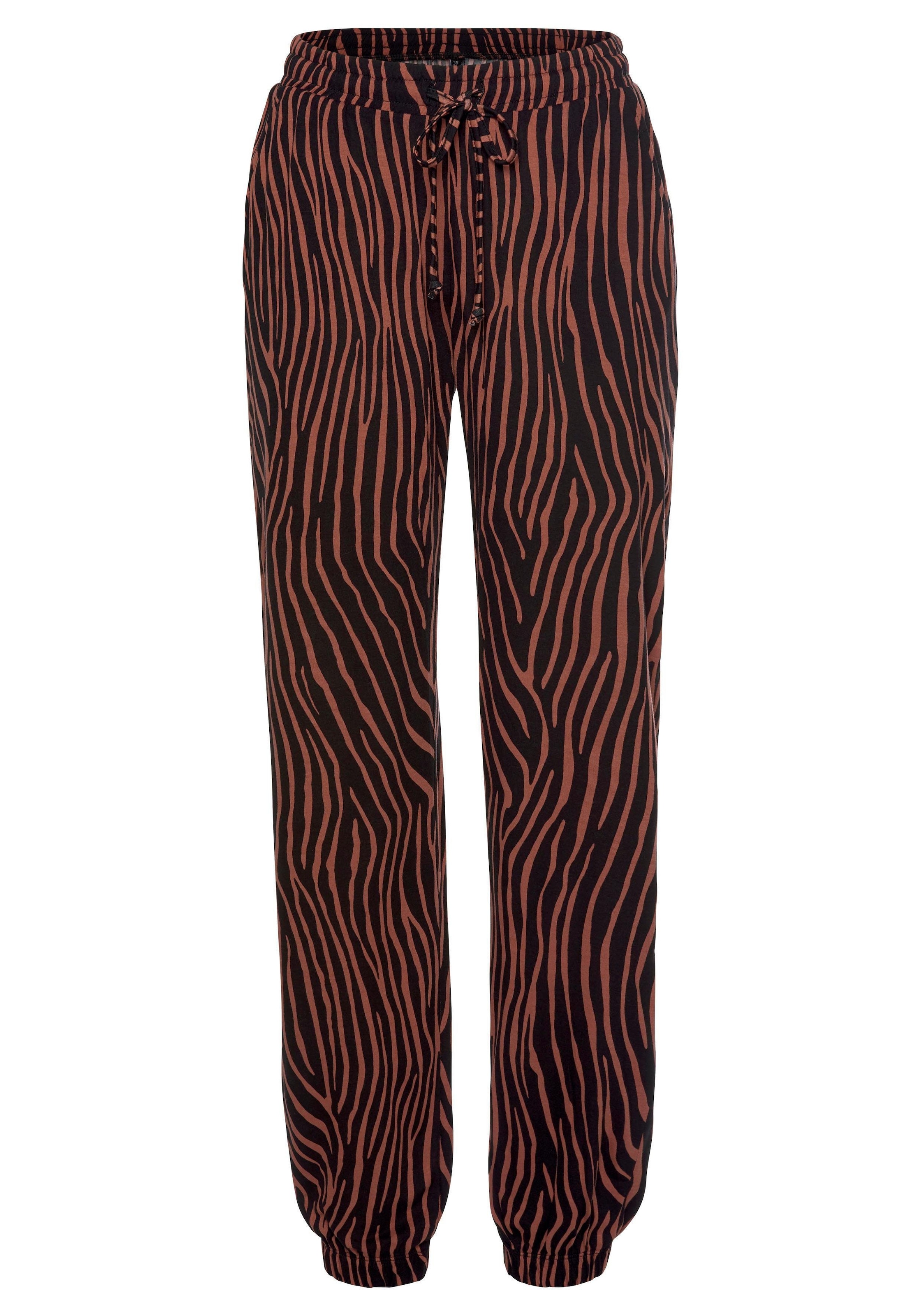 LASCANA Strandhose, mit Zebradruck und Taschen, Jerseyhose, Relaxhose