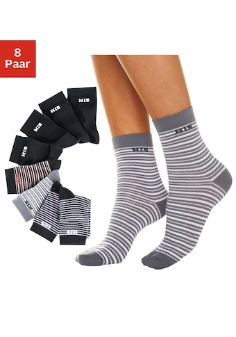 H.I.S Socken, (8 Paar), geringelt und unifarben