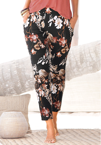 LASCANA Jerseyhose, mit Blumenprint und Taschen, schmales Bein, Strandhose, elastisch