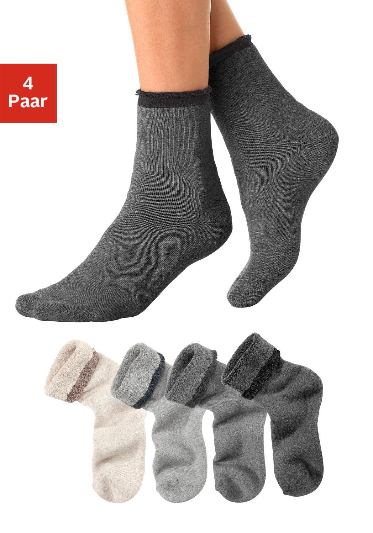 Lavana Kuschelsocken, (Packung, 4 Paar), mit Innenfrottee