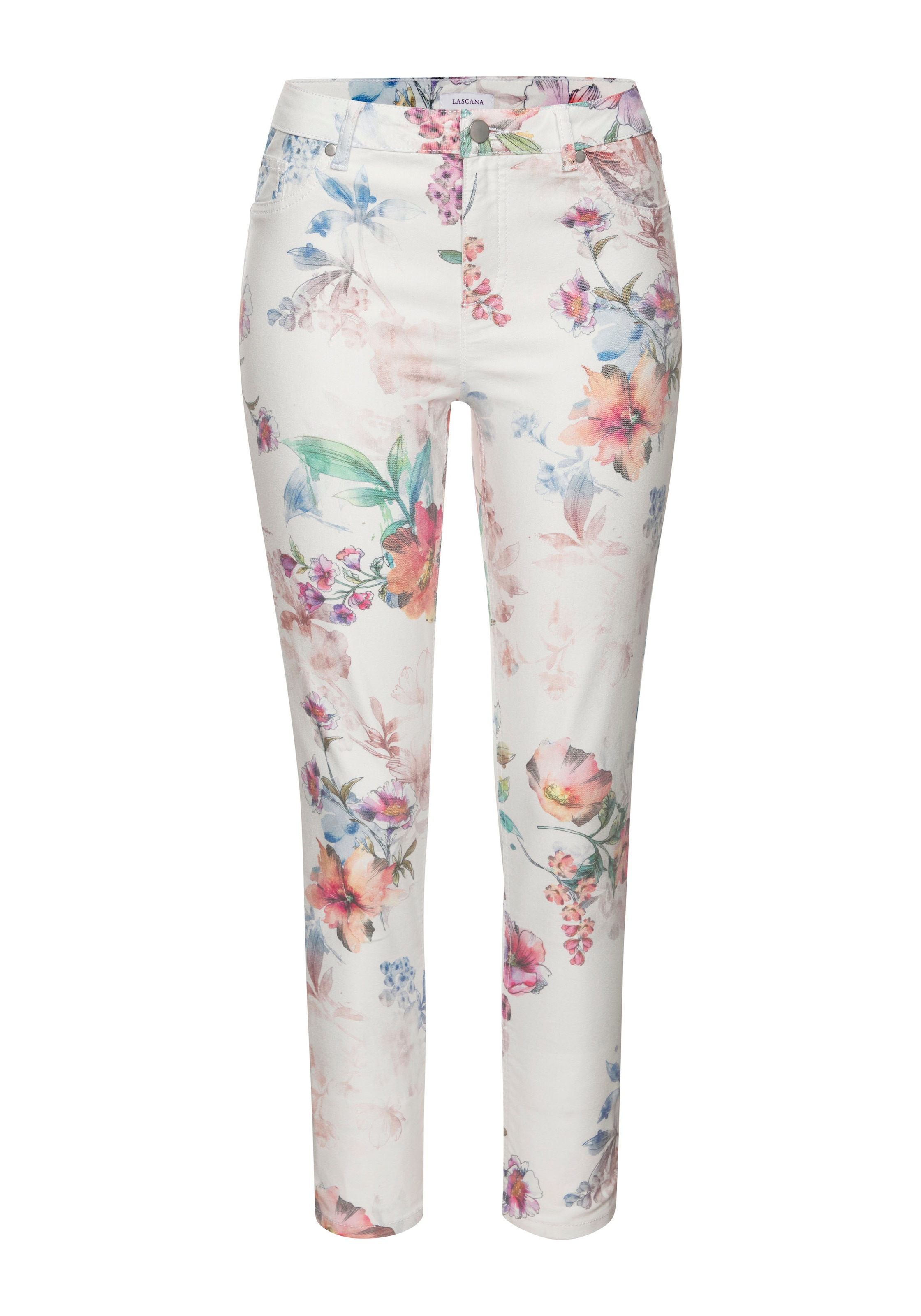 LASCANA 7/8-Jeggings, mit Blumenprint, Skinny Jeans aus elastischem Baumwoll-Mix