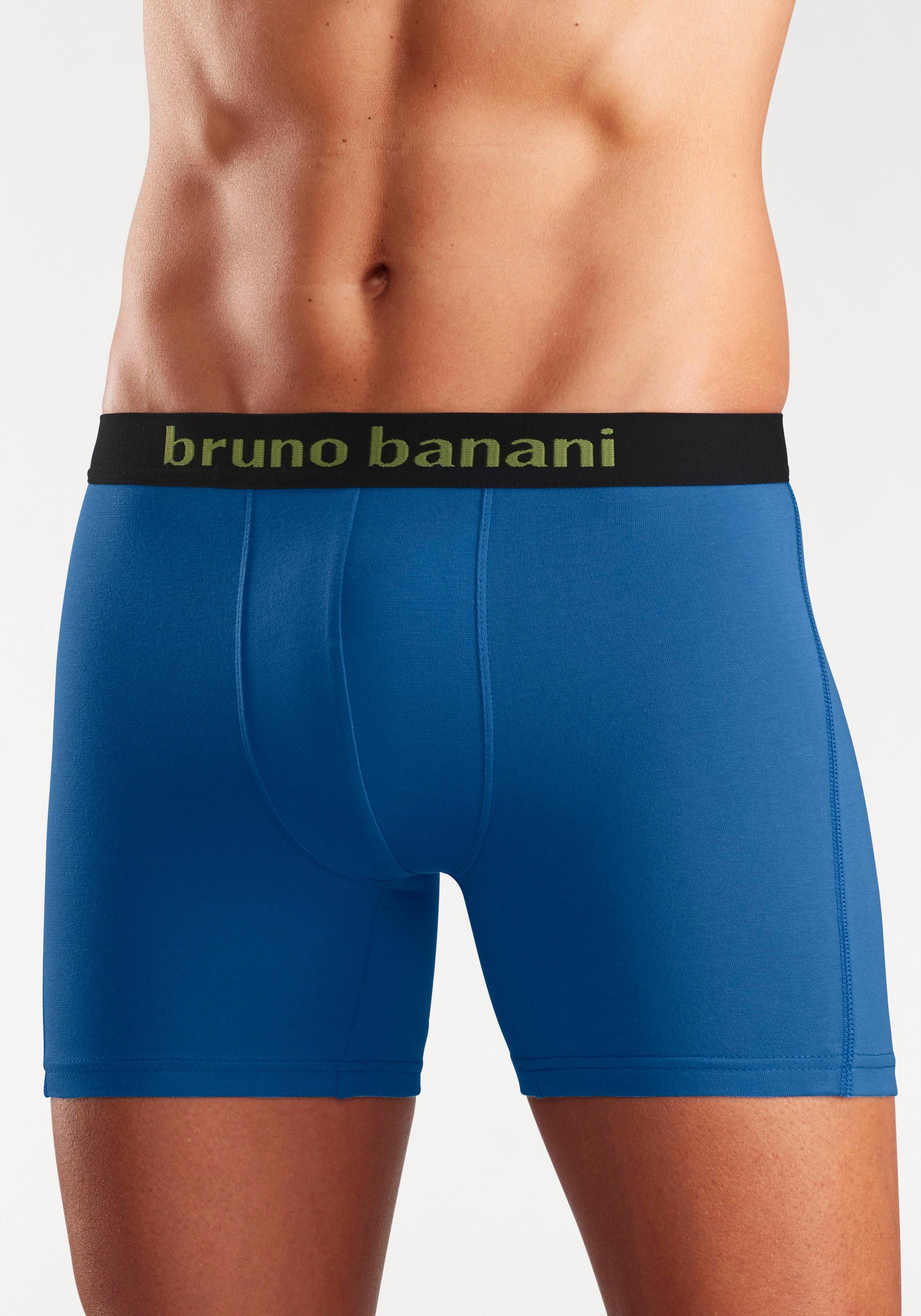 Bruno Banani Langer Boxer »Unterhose für Herren«, (Packung, 4 St.), mit auffälligen Logobund
