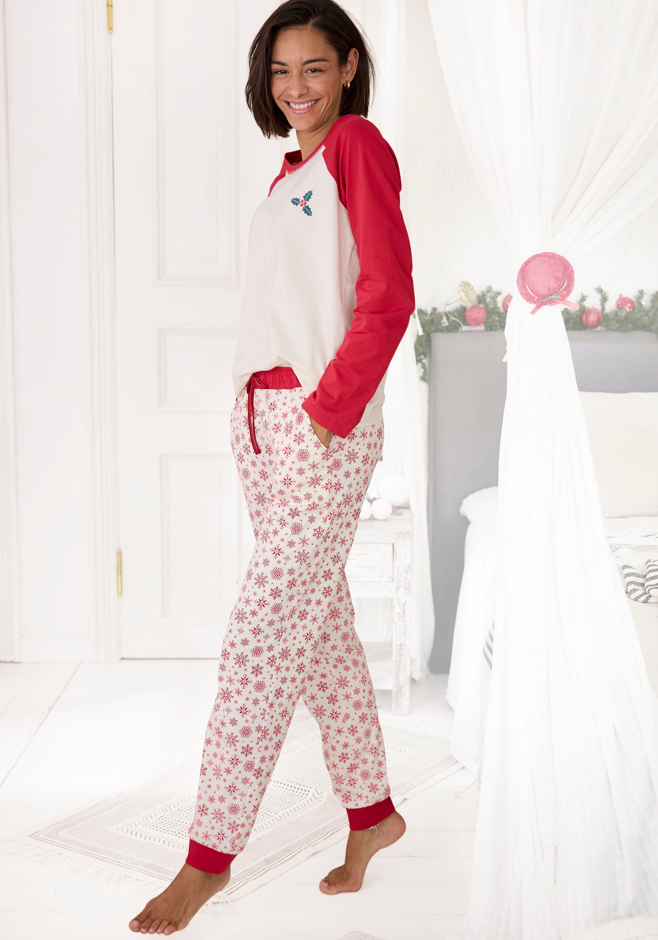 LASCANA Schlafanzug, mit winterlichen Lingerie » & | Unterwäsche online LASCANA Bademode, kaufen Motiven