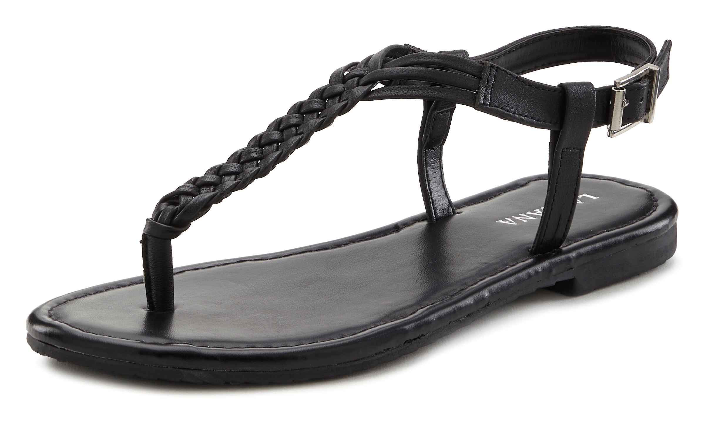 LASCANA Zehentrenner »Sandalette, Sommerschuh«, Sandale aus Leder mit Flecht-Optik