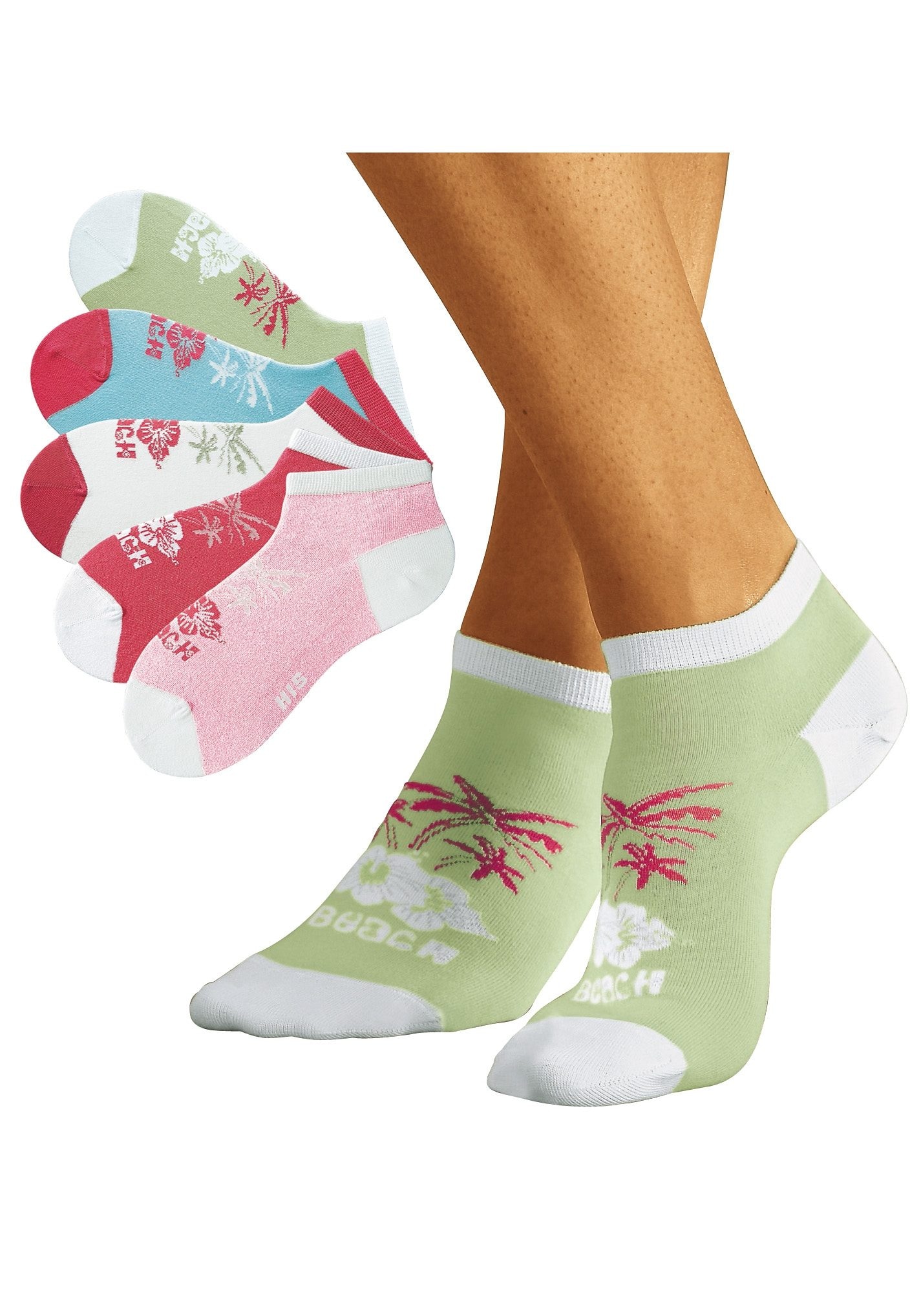 H.I.S Sneakersocken, (Set, 5 Paar), im farbenfrohen Hawaii Design