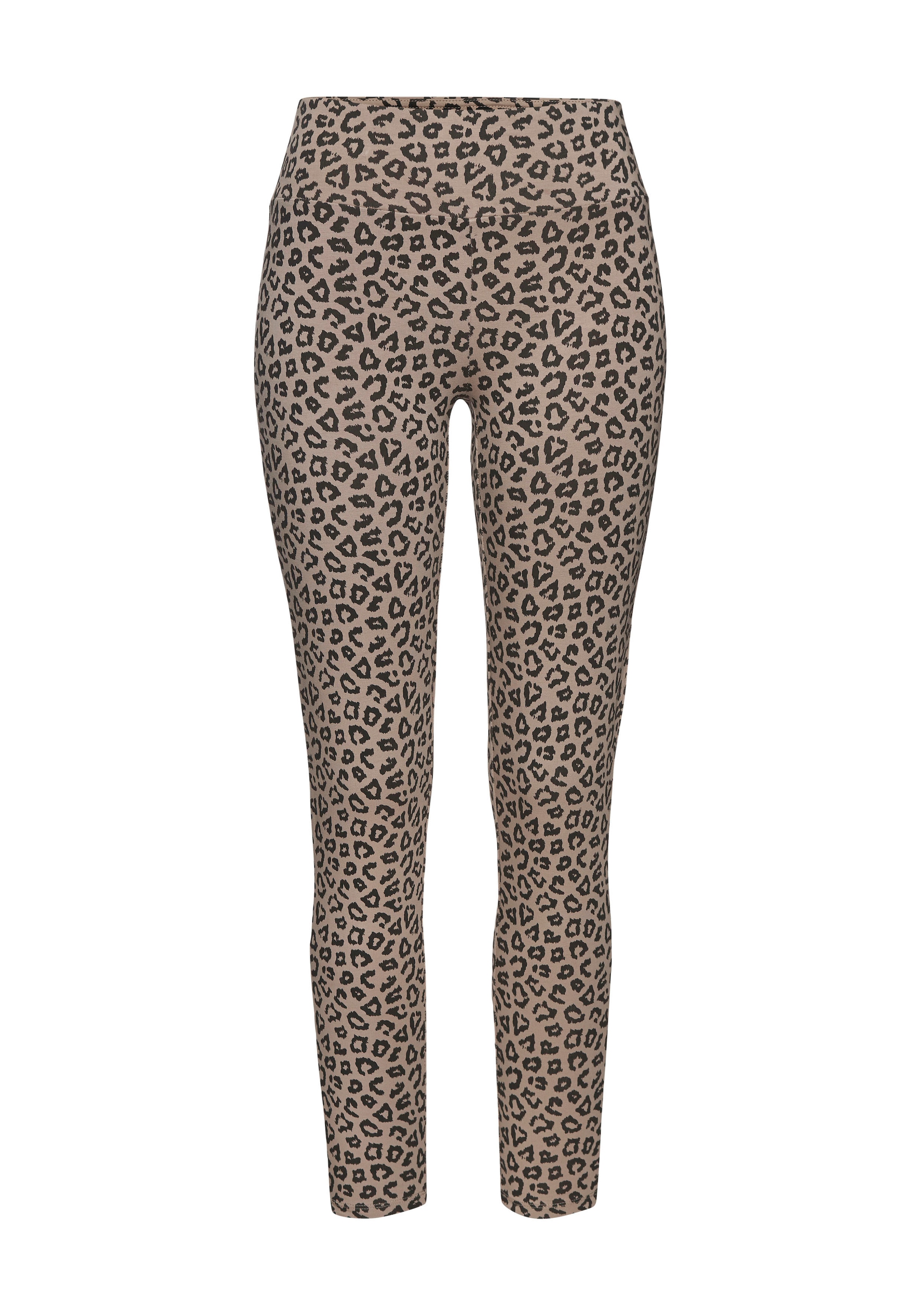 LASCANA Leggings »/Sweatleggings«, mit breitem Bündchen im Leo-Print