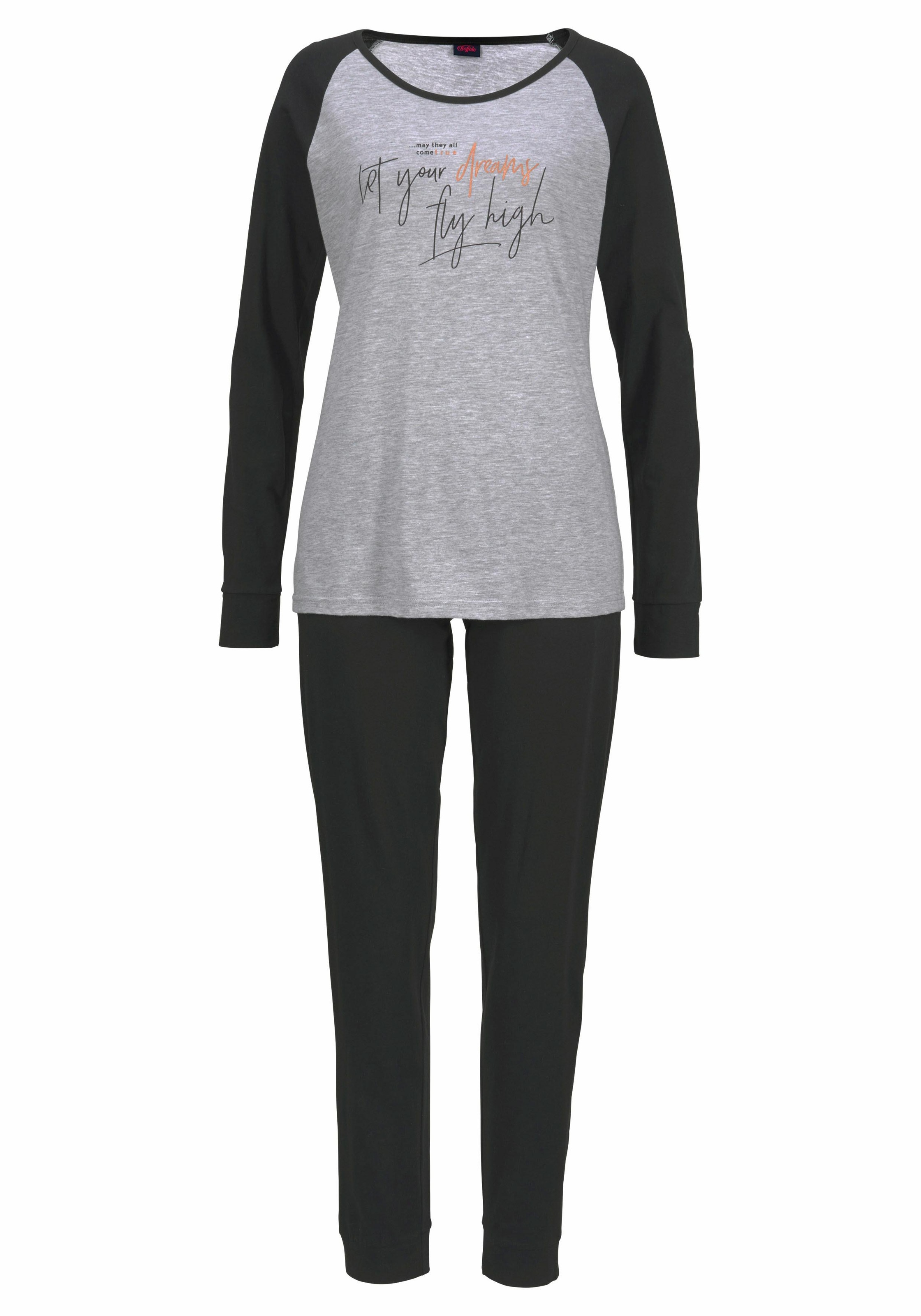 Arizona Pyjama, Ärmeln (2 Lingerie Unterwäsche LASCANA & | 1 tlg., mit kontrastfarbenen und Schrift Stück), kaufen » Print Bademode, online
