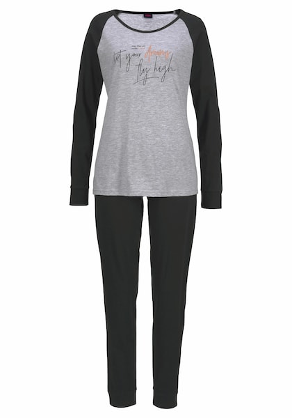 Arizona Pyjama, (2 tlg., 1 Stück), mit kontrastfarbenen Ärmeln und Schrift  Print » LASCANA | Bademode, Unterwäsche & Lingerie online kaufen