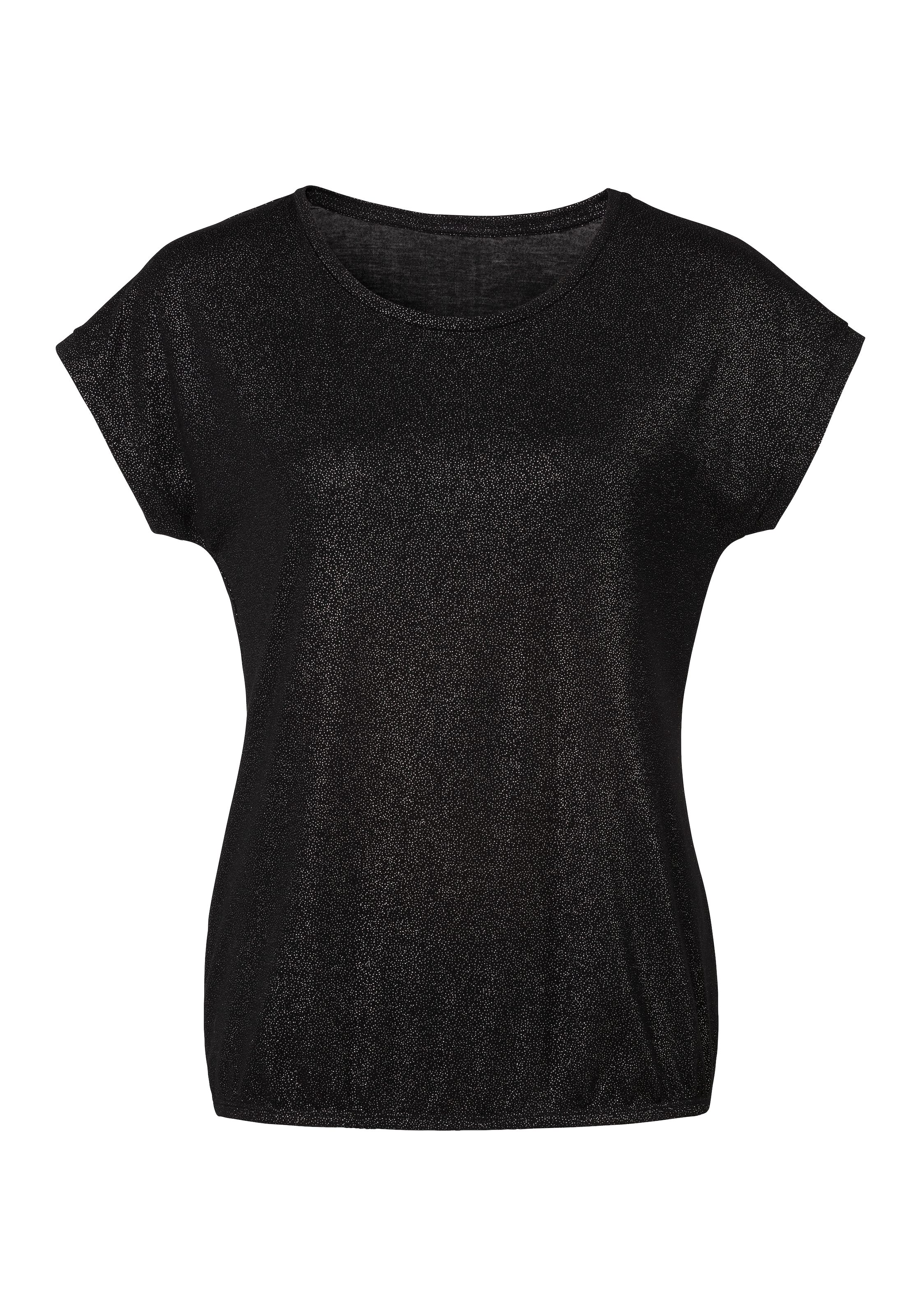 | Unterwäsche mit Look T-Shirt, » Bademode, silbrigem online edler LASCANA Kurzarmshirt, Vivance kaufen Glitzerdruck, & Lingerie