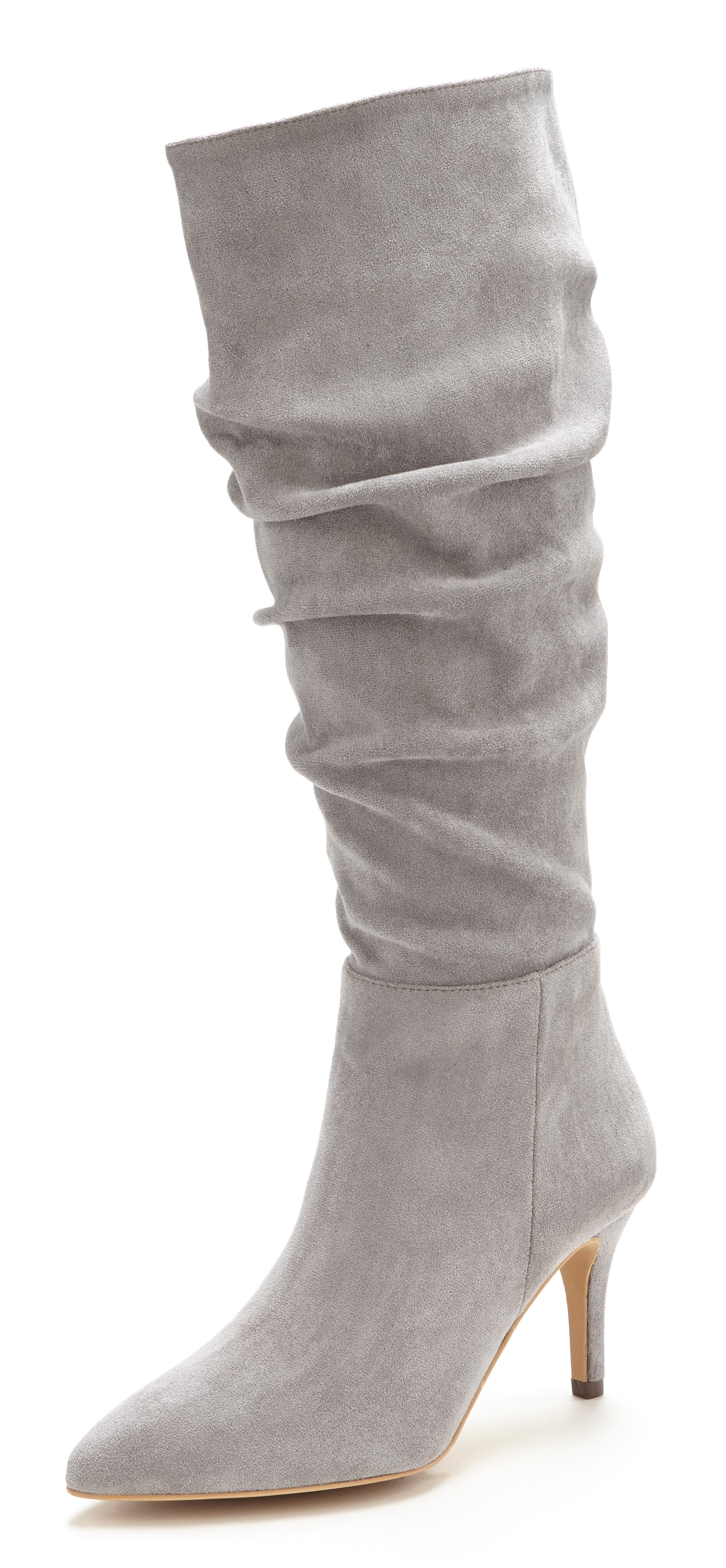 LASCANA Reißverschlussstiefel, mit modischer Raffung, Langschaft, High-Heel Stiefelette,Slouchy Boots