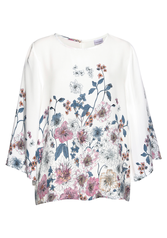 LASCANA Schlupfbluse, mit Blumenprint und Trompetenärmeln, Blusenshirt, sommerlich