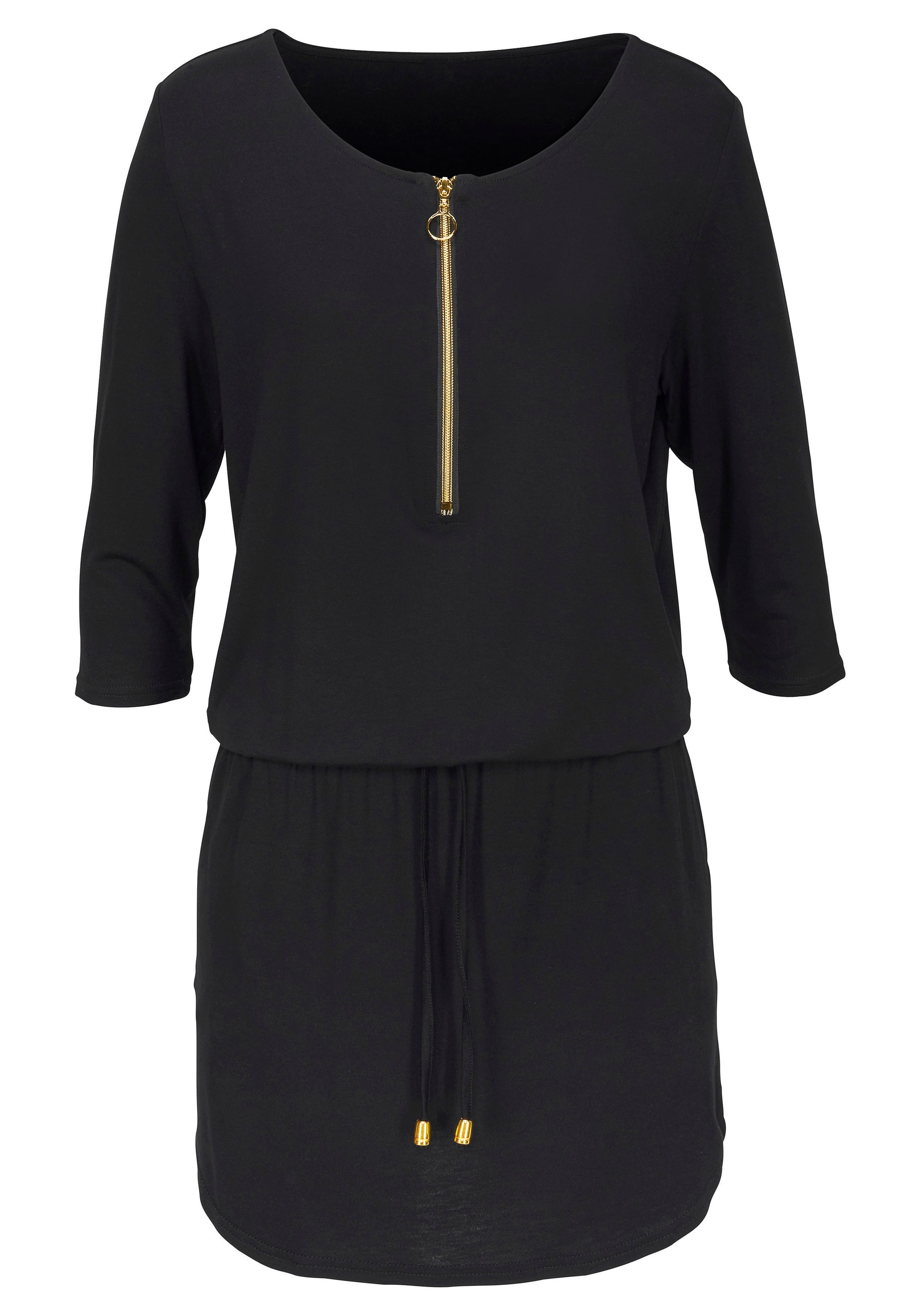 LASCANA Jerseykleid, kaufen Reißverschlussdetail | mit goldfarbenem LASCANA » online Unterwäsche Bademode, & Lingerie