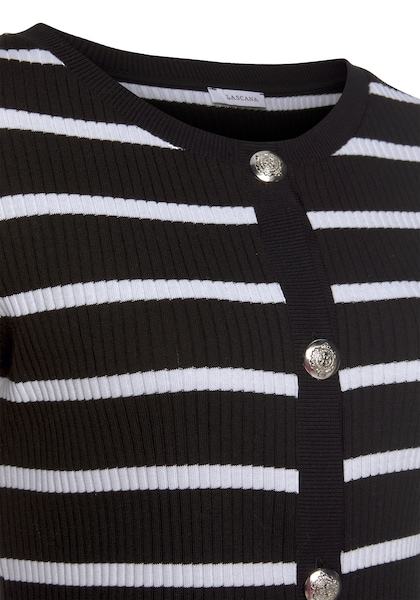 LASCANA Shirtjacke, aus weicher Rippware mit Streifenmuster, Strickjacke aus Baumwolle