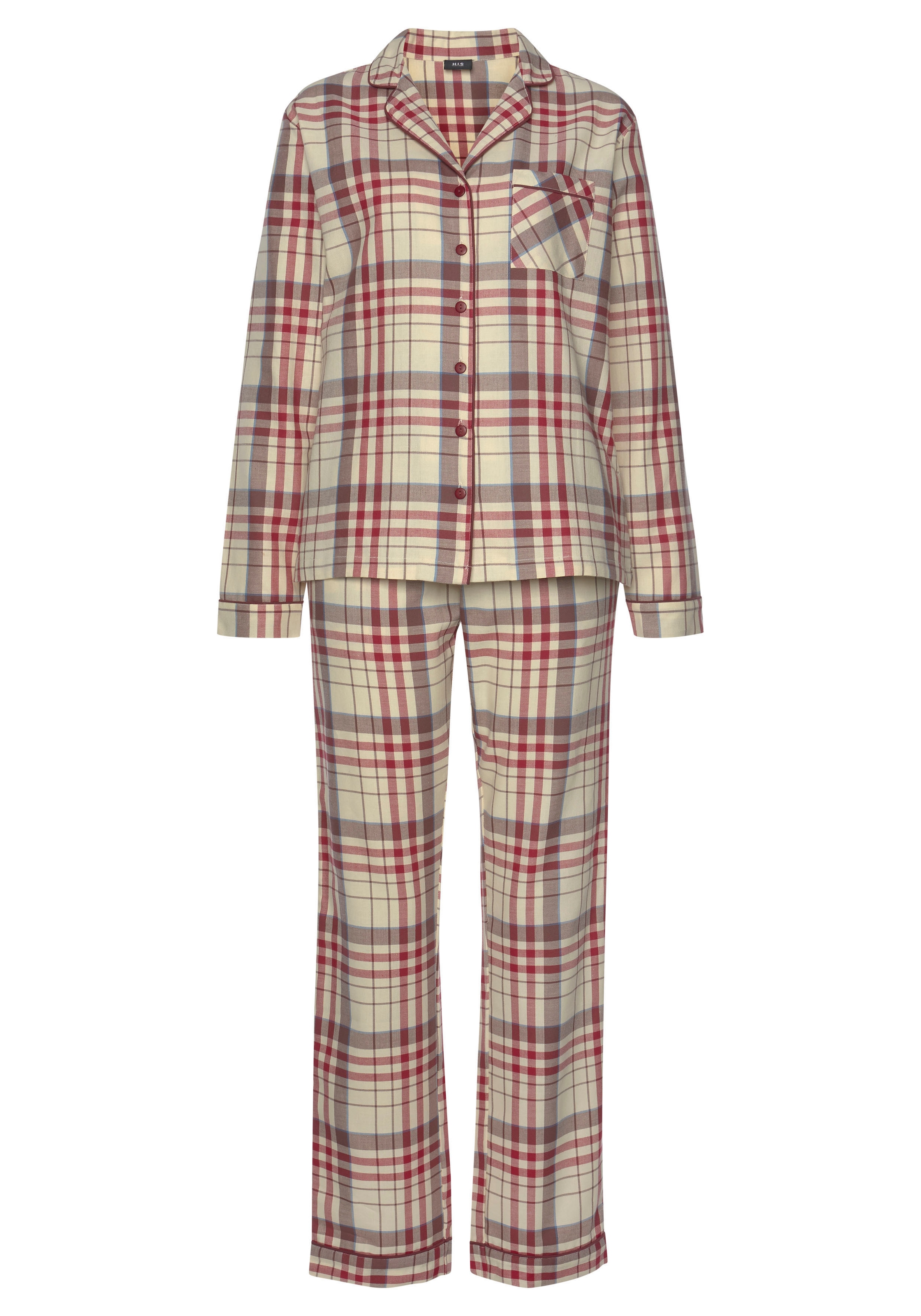 H.I.S Pyjama, (Set, 2 tlg.), aus Flanell mit Allover-Karomuster
