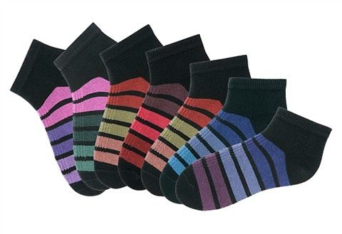 H.I.S Sneakersocken, (Set, 7 Paar), mit bunten Ringeln