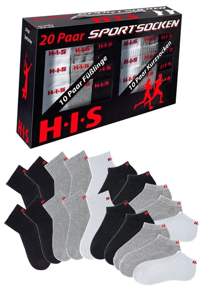 H.I.S Kurzsocken, (Set, 20 Paar), und Sneakersocken mit Frottee