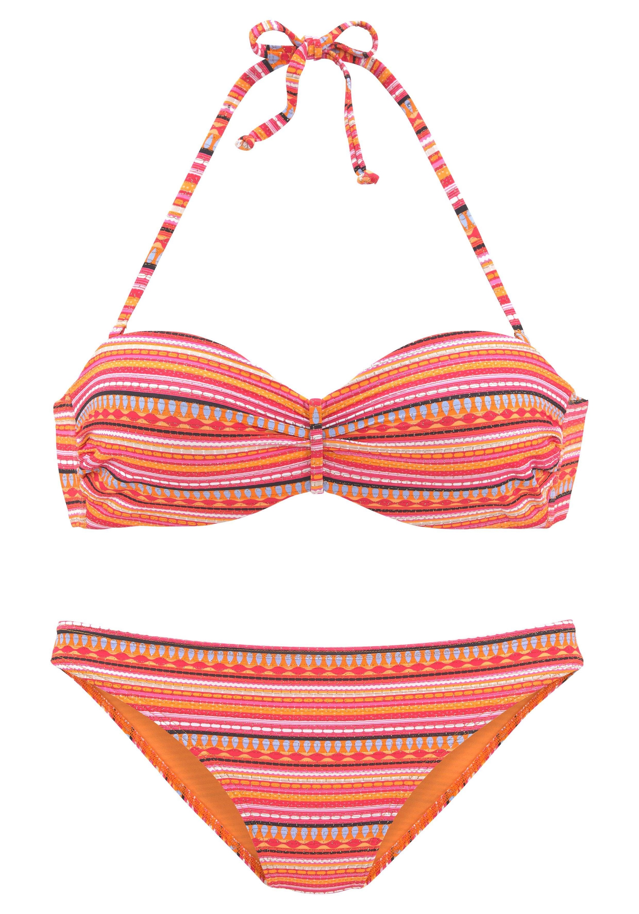 LASCANA Bügel-Bandeau-Bikini, mit glitzernden Streifen
