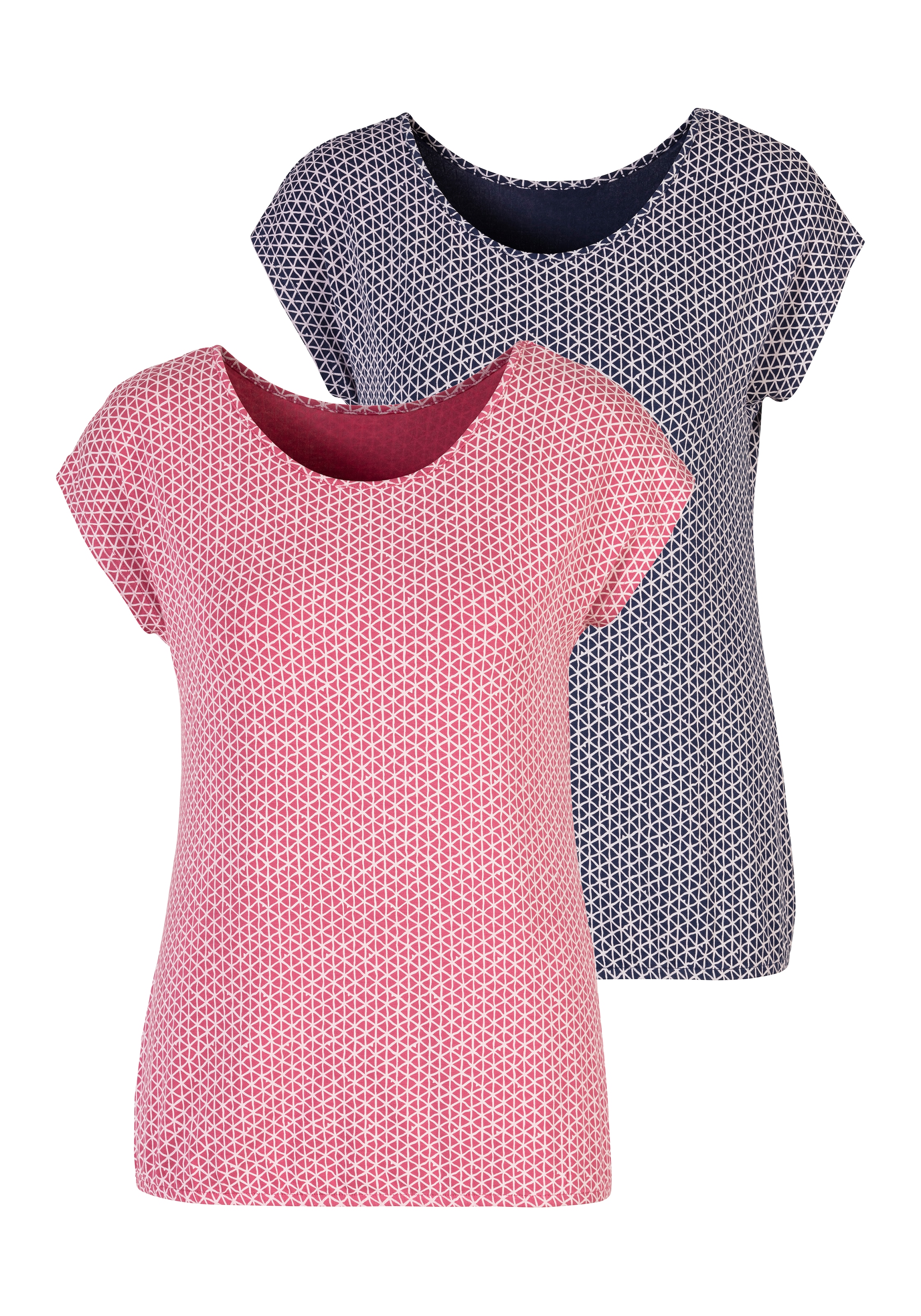 Vivance T-Shirt, (2er-Pack), mit elastischem Saum