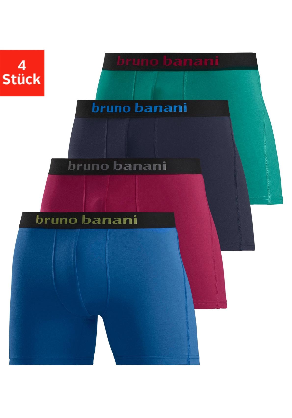 Bruno Banani Langer Boxer »Unterhose für Herren«, (Packung, 4 St.), mit auffälligen Logobund